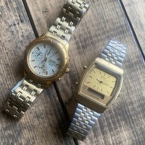 Seiko Men's Two-Tone Gold and Silver Wrist Watches - Pair